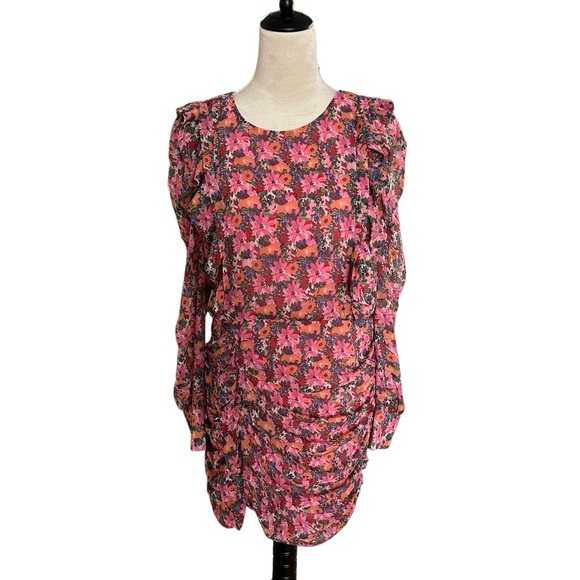 Zara draped ruffle floral mini dress - Picture 1 of 14